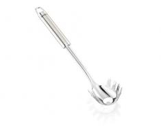Leifheit Spaghettilöffel Sterling-Serie, Nudellöffel aus rostfreiem Edelstahl in hochwertigem Design, Nudelzange ovalem Griff und praktischer Aufhängeöse, Nudelkelle, Spaghettilöffel, silber