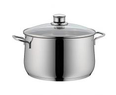 WMF Diadem Plus Kochtopf hoch 24cm, Glasdeckel, Fleischtopf 6,5l, Cromargan Edelstahl poliert, Topf Induktion, unbeschichtet