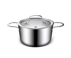 Lio SHAAR Kochtopf 20cm Fleischtopf aus Edelstahl Gemüsetopf Kasserolle mit Glasdeckel 3L Volumen Höhe 11cm 3-Lagiger Stahl Geeignet für Induktion Gas Ceran Elektro Herd