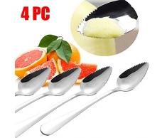 Mekta Gezackter Löffel,Obstlöffel,Edelstahl Grapefruit Löffel langstieligen Dessert Kaffee Rührlöffel Obst Löffel Kratzlöffel 4pcs