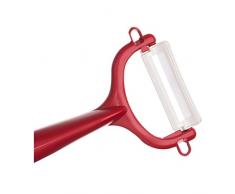 KYOCERA Keramikschäler CP-10 NRD roter Sparschäler, Gemüseschäler, Obstschäler mit weißer Keramikklinge für sauberes, feines und entspanntes Schälen. Kunststoffgriff. Länge: 14,5 cm