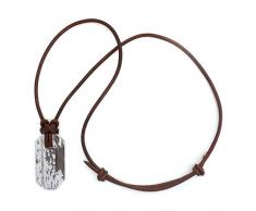 Wazoo Wikinger Wetzstein-Anhänger/Messerschärfer-Halskette/Arkansas Novaculite auf Lederband/Knotenmuster im Norden