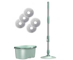 Dingcaiyi Bodenwischer mit 360 ° drehbarem Wring-Mopp und Eimer-Set, Mikrofaser, drehbar, trockene Köpfe, Reinigungsprodukte für Zuhause