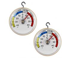 Thermometerwelt 2 Stück Kühlschrankthermometer Set Klebe Thermometer Metall Haken Kühlschrank Gefrierschrank Analog 4947
