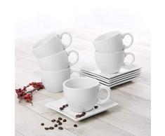 Holst Porzellan PA 151 O FA6 Cappuccino-Set Palermo 0,20 l mit Untere, 6 Einheiten, Porzellan