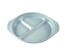 Papstar Plastik Menüteller / Einwegteller weiß, dreigeteilt (100 Stück) aus Polypropylen, 2 kleine und eine große Fläche, Durchmesser 21.9 cm, Höhe 2.6 cm, Anfasser beidseitig, #14252