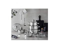 GSW 806572 Kochtopf-Set Silver Star 11-tlg, Edelstahl rostfrei, Glas, silber