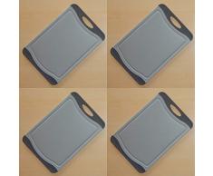 4er Set Schneidebrett Antibakteriell & Rutschstopp, Kunststoff alugrau anthrazit, Servierbrett, Tranchierbrett, (4X mittel 29x19cm)