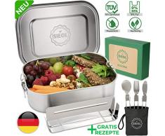 Siegl Eco Lunchbox | Premium Set | Edelstahl Brotdose mit Besteck | Dichte Metall Brotdose mit Trennwand | Brotbox für Kinder & Erwachsene | 1400ml