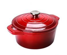 Puricon Emaille Gusseisen Kochtopf Backblech, 5.2 L 26 cm Kapazität Auflauf mit runder Kapazität - Rot