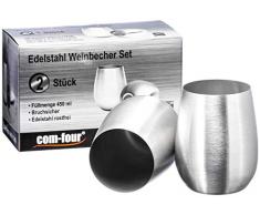 com-four® 2X Weinglas aus Edelstahl - Weinbecher für Reisen - stielloses Weinglas to Go - Edelstahl-Becher - Wein-Kelch - BPA Free - 450 ml
