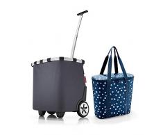Set aus reisenthel carrycruiser, reisenthel thermoshopper Einkaufstrolley mit Kühltasche (Graphite + Spots Navy)
