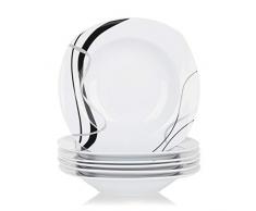 VEWEET Porzellan Suppenteller Fiona 6-teilig Set | Füllmenge 180 ml, Durchmesser 21,5 cm | Ergänzung zum Tafelservice Fiona | Tiefteller für 6 Personen
