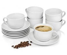 Sänger Kaffeetassen Set New Port aus Porzellan 6er Set | Füllmenge 200 ml | Perfekt aufeinander abgestimmtes Porzellan Set bestehend aus 6 Tassen und Untertassen