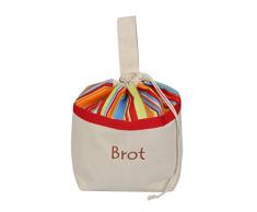 Brottasche aus Baumwolle, 3 in 1, fürs Frischhalten+Servieren+Einkaufen, atmungsaktiv und dekorativ, Modell Sonnig, 32 x 35 cm