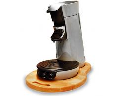 Streambrush Holz Unterlage (EIN echter Hingucker) - Gleitbrett & Ständer für Senseo Viva Café Kaffeemaschine I Perfekter Untersetzer für Kaffeepadmaschine aus massiven Buchenholz Typ Chrissi