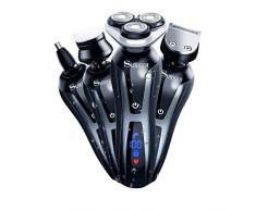 SURKER Rasierer Elektrorasierer Herren Elektrisch Rasierapparat Bartschneider Präzisionstrimmer Nass-und Trockenrasierer Rotationsrasierer Männer Wasserdicht 4 IN 1