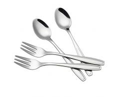 Annkky 6 Stück Teelöffel und 6 Stück Kuchengabel Set, Edelstahl Klein Löffel Gabeln Service zum Nachtisch