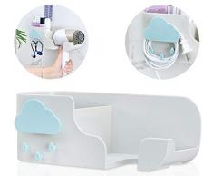 Ldawy Haartrocknerhalter, Föhnhalterung fürs Badezimmer, Befestigung ohne Bohren für Haartrockner, Zahnbürste, Kamm (Grau)