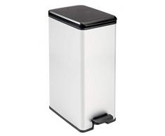 Curver Deco Abfalleimer Slim 40 L, Plastik, schwarz / silber metallic, 42 x 25 x 61 cm