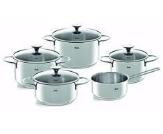 Fissler copenhagen / Edelstahl-Topfset, 5-teilig, Kochtopf-Set, Töpfe mit Glas-Deckel, Induktion, alle Herdarten (3 Kochtöpfe, 1 Bratentopf, 1 Stielkasserolle-deckellos)