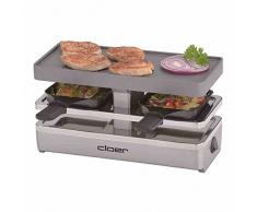 Cloer 6495 Mini Raclettegrill / 400 W / 2 Pfännchen mit wärmeisolierten Griffen / Unbeheizter Parkplatz für leere Pfännchen