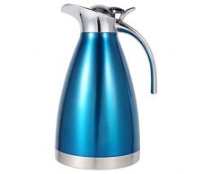 Thermoskanne Behälter aus Edelstahl doppelwandig, vakuumisoliert, 1,5 l/2 l, mit Quick Press Home-Isolierkanne für Kaffee Tee heißes Wasser Eisgetränke edelstahl champagnerfarben, 2L