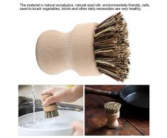 Palm Spülbürste, Runder Spülbürstensatz Topfbürste aus Holz Topfbürste aus Naturfaser Unbehandeltes Buchenholz Griff Topfbürste zum Schrubben Topfbürste Waschbecken Pfannen Küchenbedarf