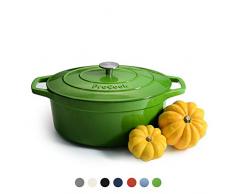 ProCook - Bratentopf aus Gusseisen - induktionsgeeignet - 30 cm Ø - 6,2 l Volumen - in schattiertem Grün - emailliert - Bräter - Schmortopf - oval