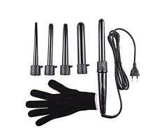 Haarglätter - 2 in 1KeramikLockenwickler,5-teiliges austauschbares Formset für hitzebeständige Handschuhe mit mehreren Größen - Lockenstab