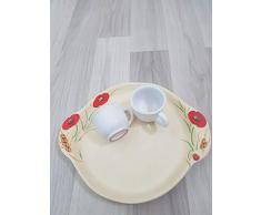 Keramikschale mit Mohnblumenverzierung, für Kaffeetassen oder Likörgläser