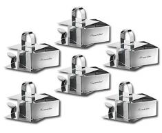 Rosenstein & Söhne Speisenring: 6er-Set: Speisering, eckig, mit Heber und Stampfer (Edelstahl-Dessertring)