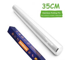Housegaga Nudelholz Teigroller Edelstahl-35cm Klein Antihaft Metall Nudelholz Edelstahl Französisch Antirost Teigrolle Roller für Fondant, Backen, Pizza, Kuchen, Nudelteig, Cookie