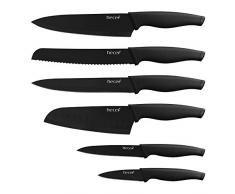 hecef Schwarz Oxid Messerset von 6 mit Passend Klinge Schützend Messerscheide,Schwarz Oxid Set mit Messer,Kratzen Beständig und Rostiger Beweis, Nicht -Stick Schwarz Farbe Beschichtung Klinge Messer