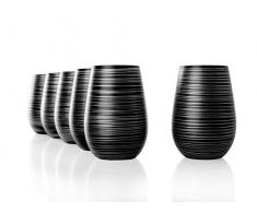 Stölzle Lausitz Becher Twister, 465 ml, 6er Set, in schwarz (matt) und Silber, universell einsetzbar, für Wasser, Säfte, Cocktails, Wein, Windlicht, Vase, spülmaschinenfest