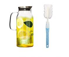 GOLDPOOL 2.0 Liter 70 Unzen Glas Krug karaffe mit Deckel Eistee Krug Wasserkrug Heißes Kaltes Wasser Eistee Wein Kaffee Milch und Saft Getränkekaraffe wasserkaraffe
