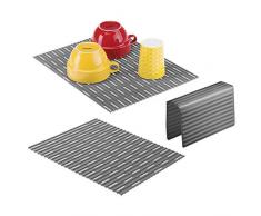 mDesign 3er-Set Spülbeckeneinlage aus Silikon – praktische Abtropfmatte zum Schutz gegen Kratzer – Schutzmatte für Doppelspülbecken – schiefergrau