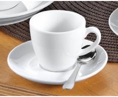 Esmeyer 433-214 6 Espresso-Tassen 0,10 ltr mit Untertasse - aus weiÃem, schweren Porzellan Form BISTRO - UNI WEISS