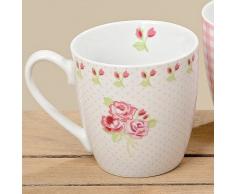 Bloominghome Jumbotasse Porzellan Rose gepunktet Jumbobecher 400ml Kaffeetasse