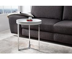 DuNord Design Beistelltisch Couchtisch TRITON 40cm weiss Chrom Retro Design Tablett Tisch