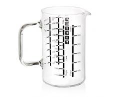 wenco Messbecher/Messkanne aus Glas mit zweisprachigen Skalen und verschiedenen Maßeinheiten, Fassungsvermögen: 0,5 Liter, Glas, Transparent, 531238
