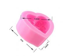 Qinlee Liebevolles Herz Rose Blumen Silikon-Form zum Backen Basteln für Kuchen Muffins Handgefertigte Seife Kekse Schokolade Eiswürfel 3D Mould
