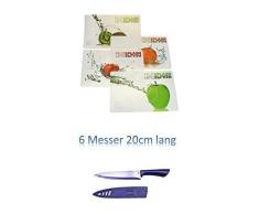 Küchenmesser Pro Chef Messer lila 20 cm 2teilig Inklusive Klingenschutz aus Kunststoff zum Schutz der Klingen + Tischunterlagen-Set 4-teilig, abwaschbar, Tischset, Platzset