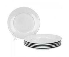 Van Well Trend 6er Set Speiseteller, flach Ø 24 cm weiß Porzellan Geschirr Teller