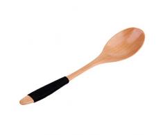 Injoyo Naturholz Suppenlöffel Zuckerlöffel Tafellöffel Menügabel Joghurtlöffel für Im Freien - Schwarzer Löffel