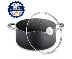 SKY LIGHT Kochtopf 6.4L Topf Fleischtopf 26cm mit Glasdeckel Gemüsetopf Antihaftbeschichtet, Bratentopf Höhe 12cm, induktionsgeeignet