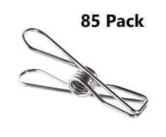 Wäscheklammern aus Edelstahl,Metallklammern für Fotos,Stahl Klammern,Clips Rostfreie Mehrzweck Metall Wäscheklammern zum Wäschetrocknen, Handtücher, Socken, Snack,Verschluss (85 Wäscheklammern)