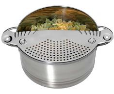 SIDCO Abgießhilfe Abgießdeckel für Töpfe bis Ø 26 cm Abgießsieb Edelstahl Sieb