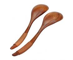 HugeStore 2 Stück Handgemacht Holz Löffel Suppenlöffel Holzwaren Löffel Kochlöffel
