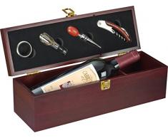 Weinbox aus Holz mit Kellnermesser für 1 Flasche, vierteiliges Sommelierset von notrash2003
